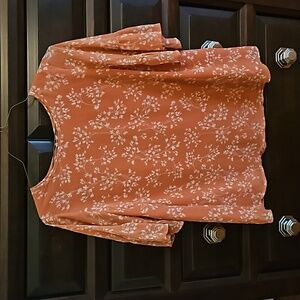 Ava & Viv Coral Floral Blouse Sz X - EUC
